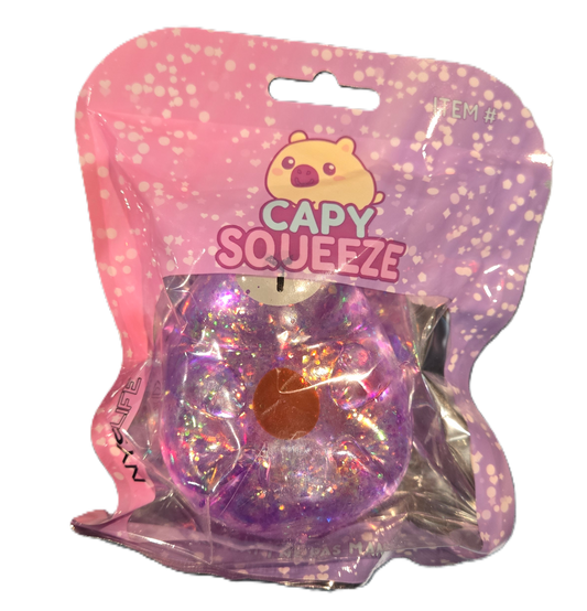 Purple Glitter Capybara Capy Squeeze Squishy Toy