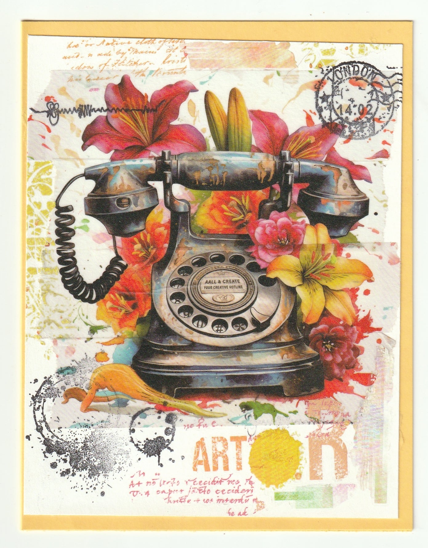 Antique Phone Grunge Everyday Greeting Card