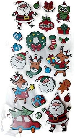 Christmas Santa and Reindeer Puffy Stickers