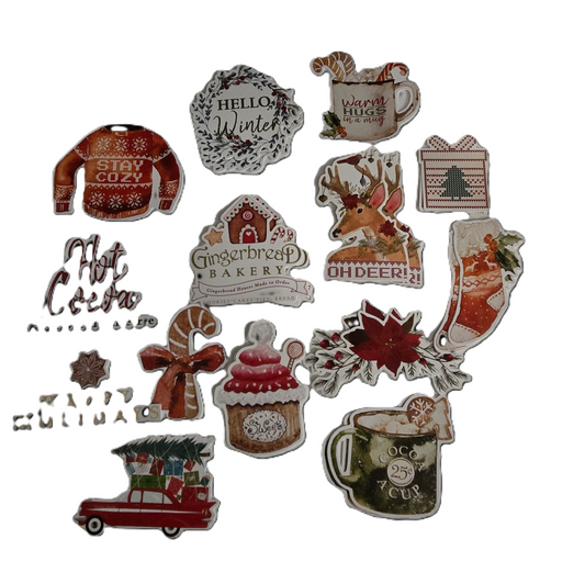 Warm Hugs Christmas Die Cut Ephemera Pieces