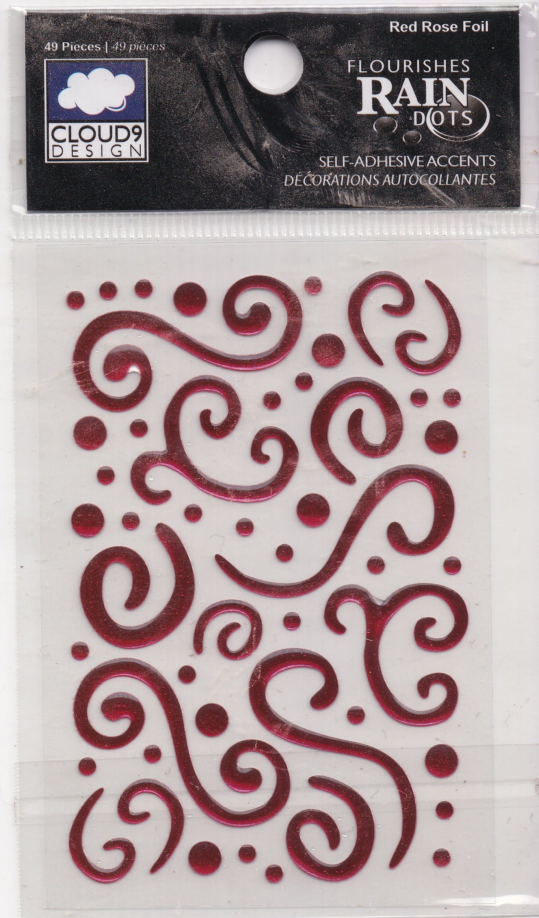 Cloud 9 Rain Dots Red Foil Flourishes