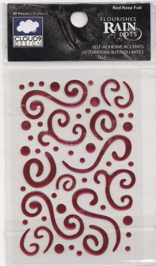 Cloud 9 Rain Dots Red Foil Flourishes