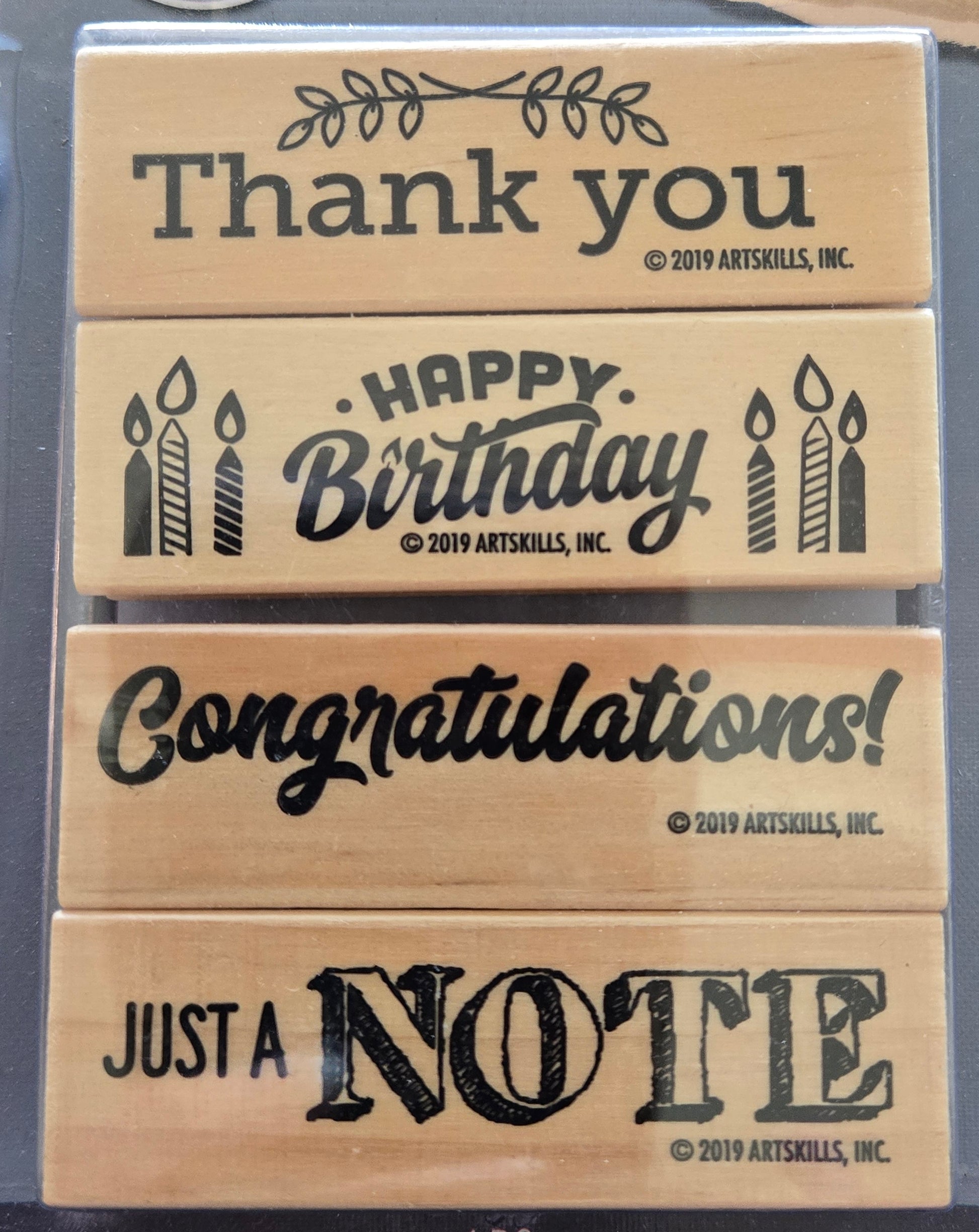 Sentiment Wood Rubber Stamp Set