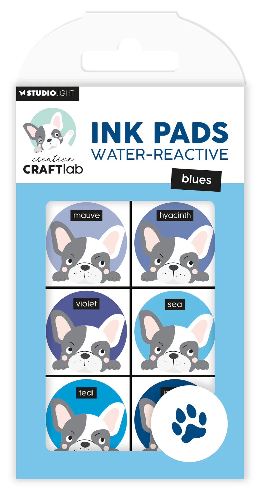 Water Reactive Ink Pads and Coordinating Blending Brushes Set - Blues