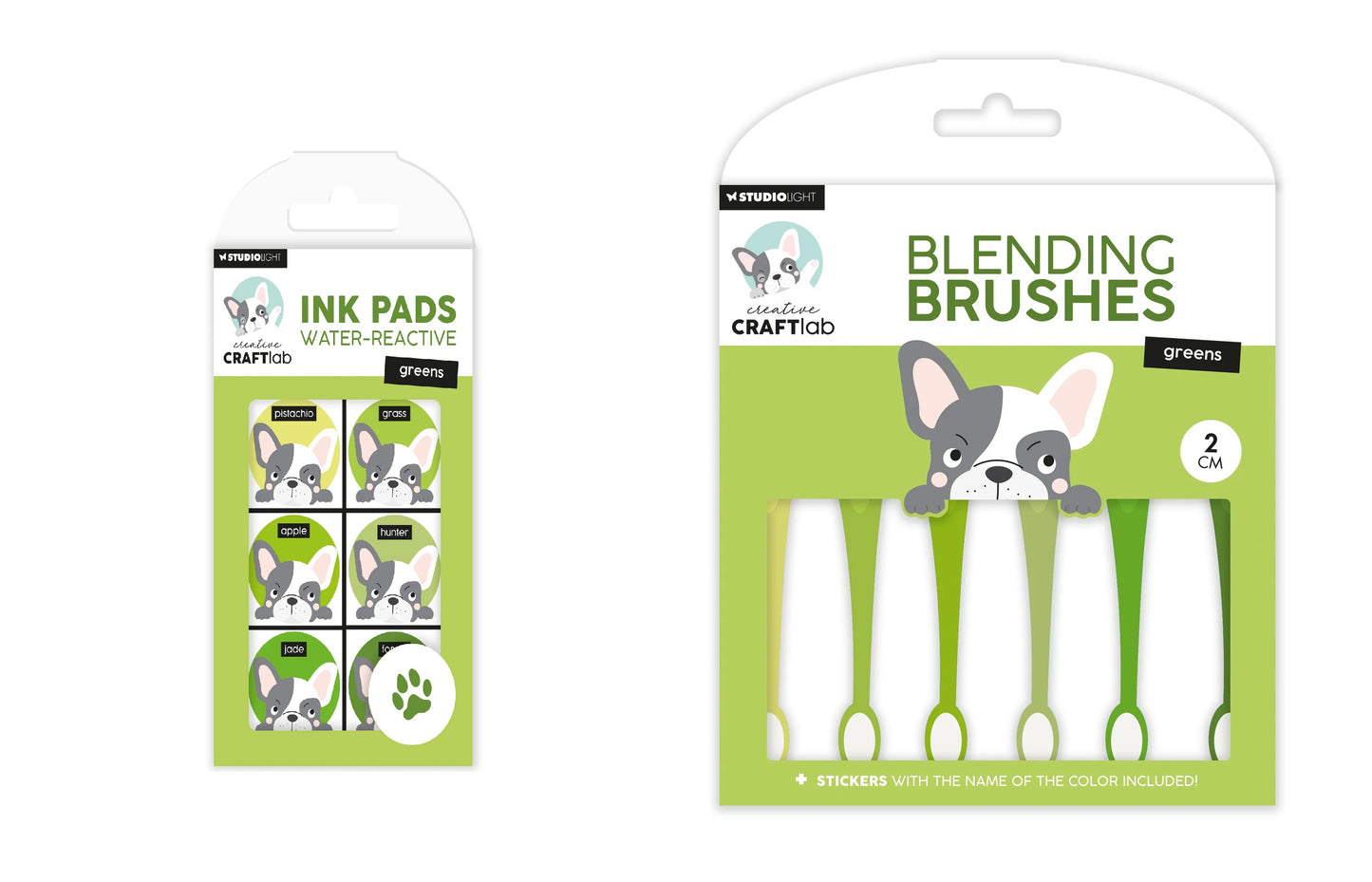 Creative Craft Lab Water Reactive Ink Pads and Blending Brushes Set Greens