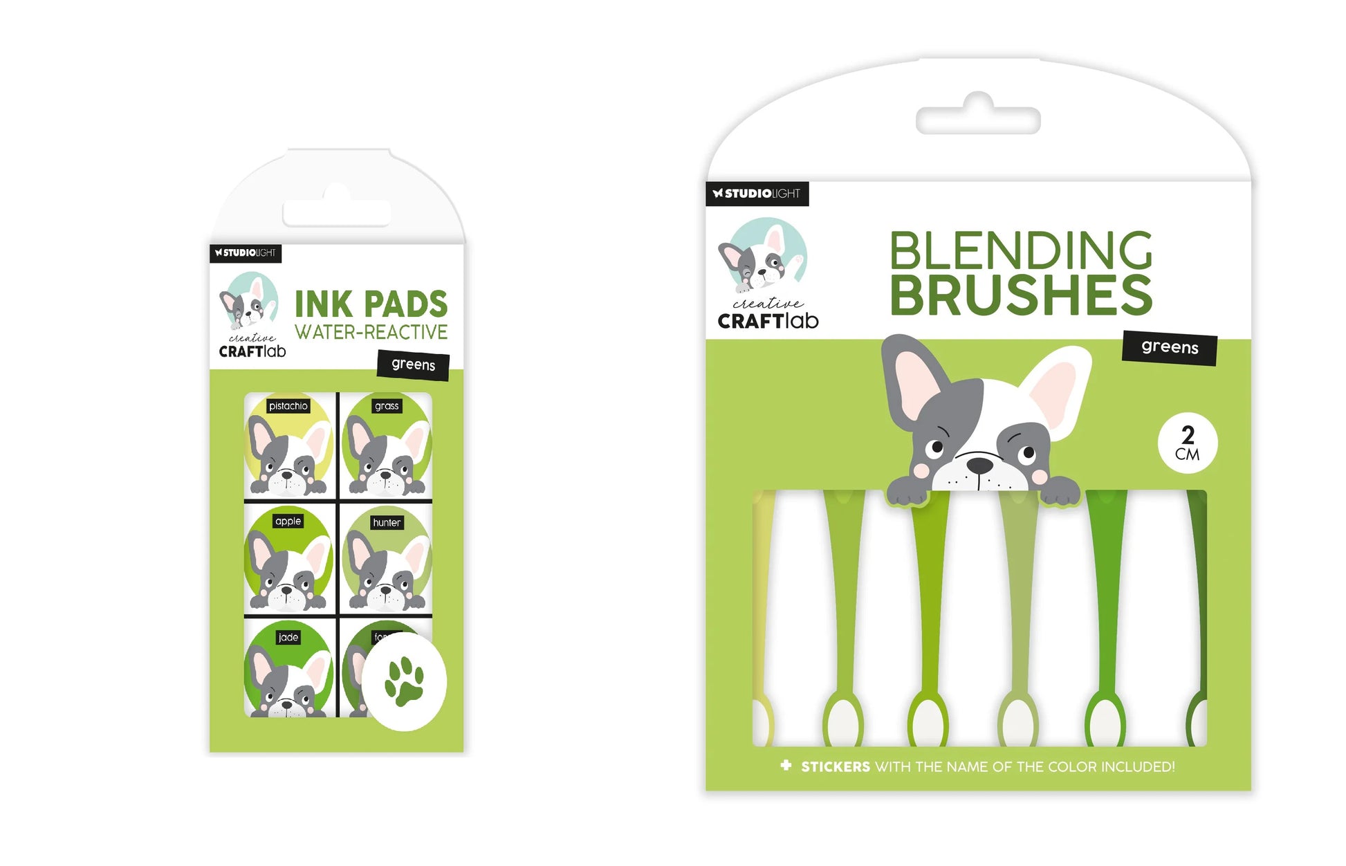 Creative Craft Lab Water Reactive Ink Pads and Blending Brushes Set Greens