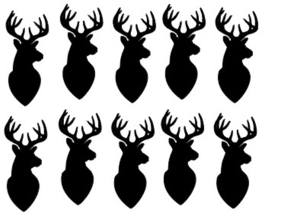 Deer Head Silhouette Stickers - Black - 1.5 inches Tall