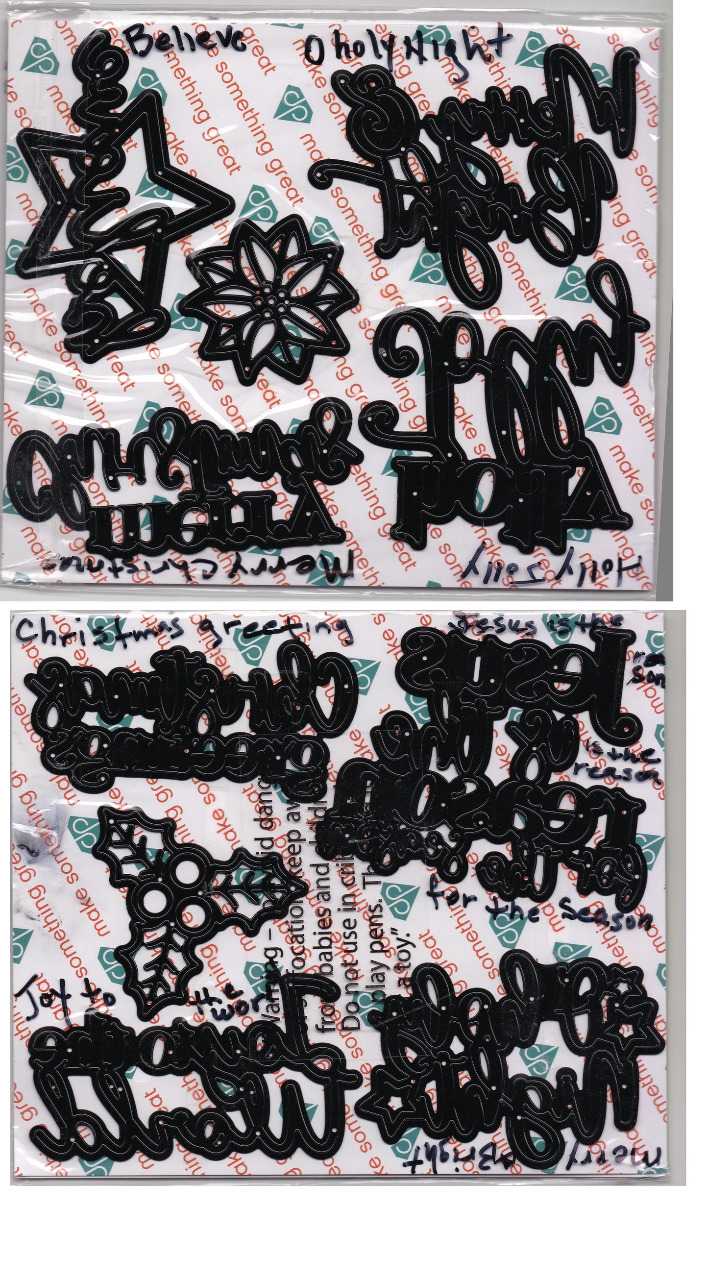 Diamond Press Holiday Sentiments Dies Metal Cutting Dies Set