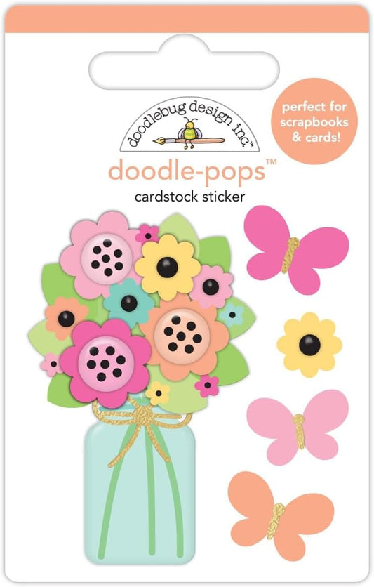 Doodlebug hello Again Butterfly bouquet Stickers