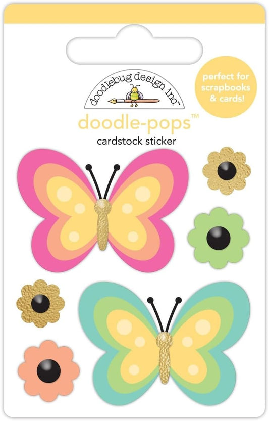 Doodlebug Hello Again Fancy Flutter Stickers