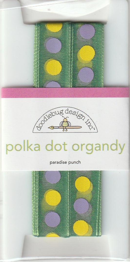 Paradise Punch Polka Dot Organdy Ribbon by Doodlebug