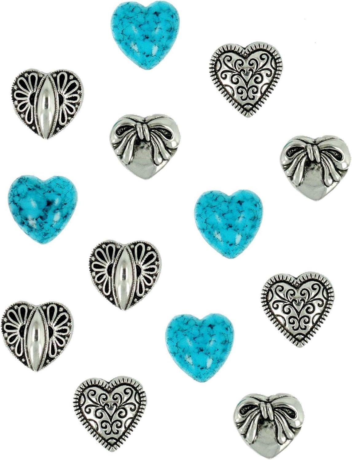 Small Silver Heart Buttons Assortment Set – Country Croppers