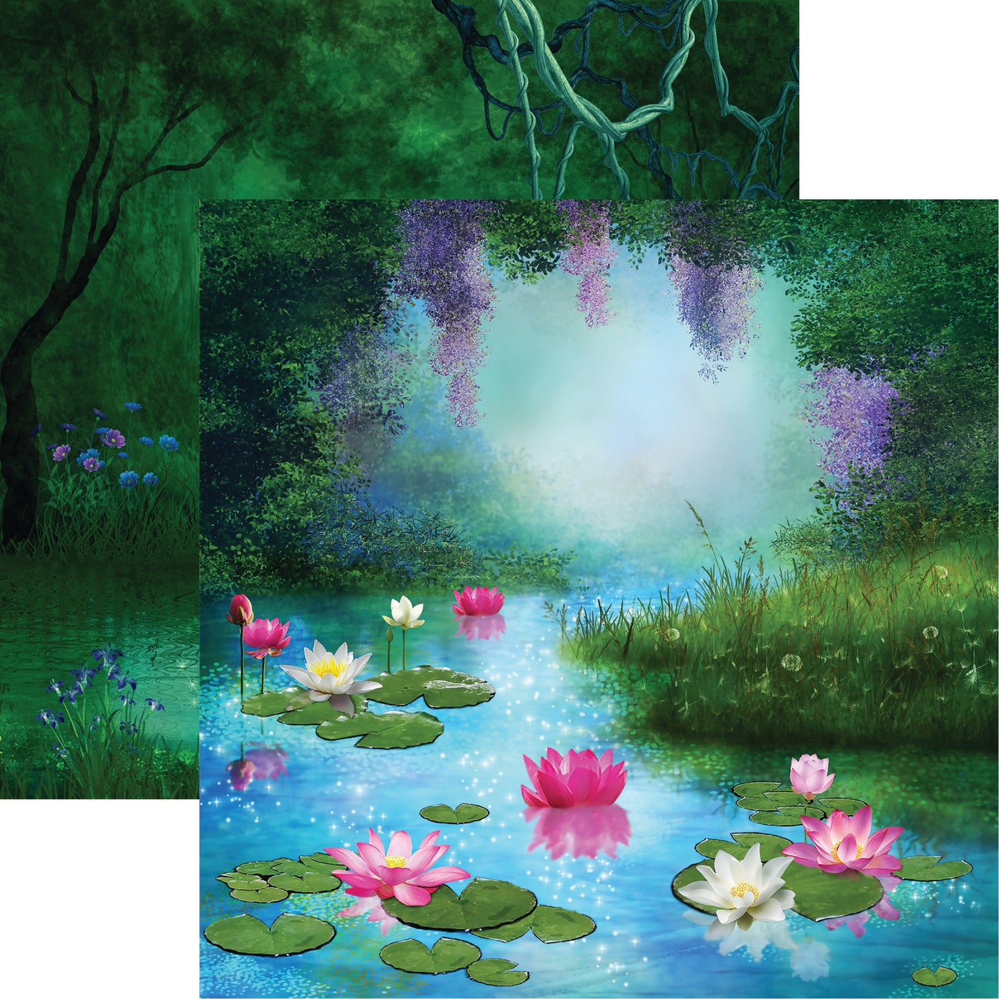 Pond of Lilliies Enchanted Forest Scrapbook Paper