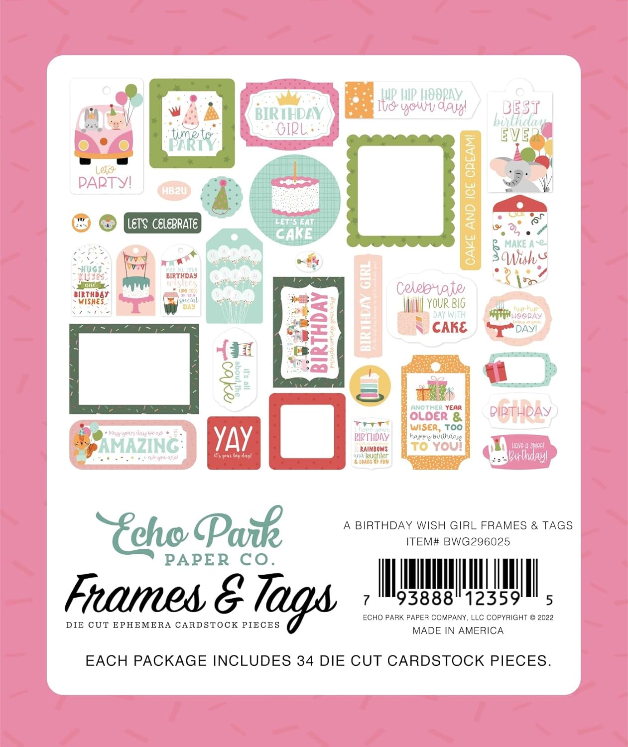 A Birthday Wish Girl Frames and Tags Die Cut Set