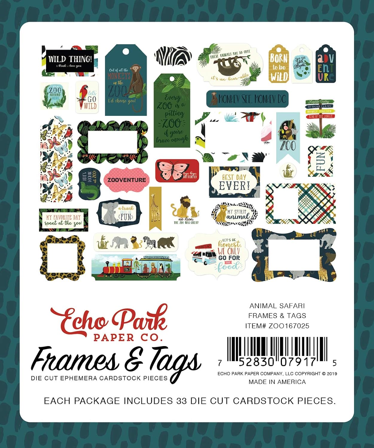 Echo Park Animal Safari Frames Tags Die Cuts