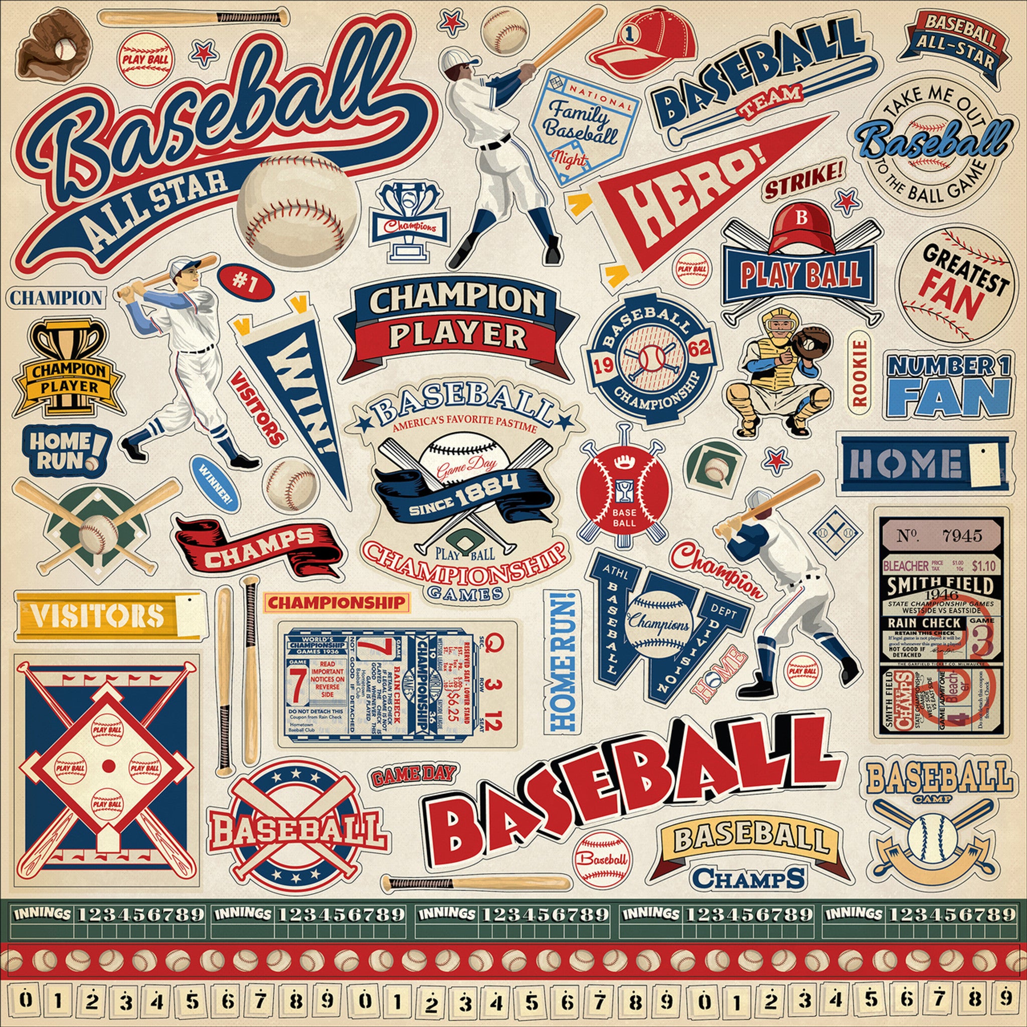 Baseball Element Sticker Sheet 12x12 – Country Croppers