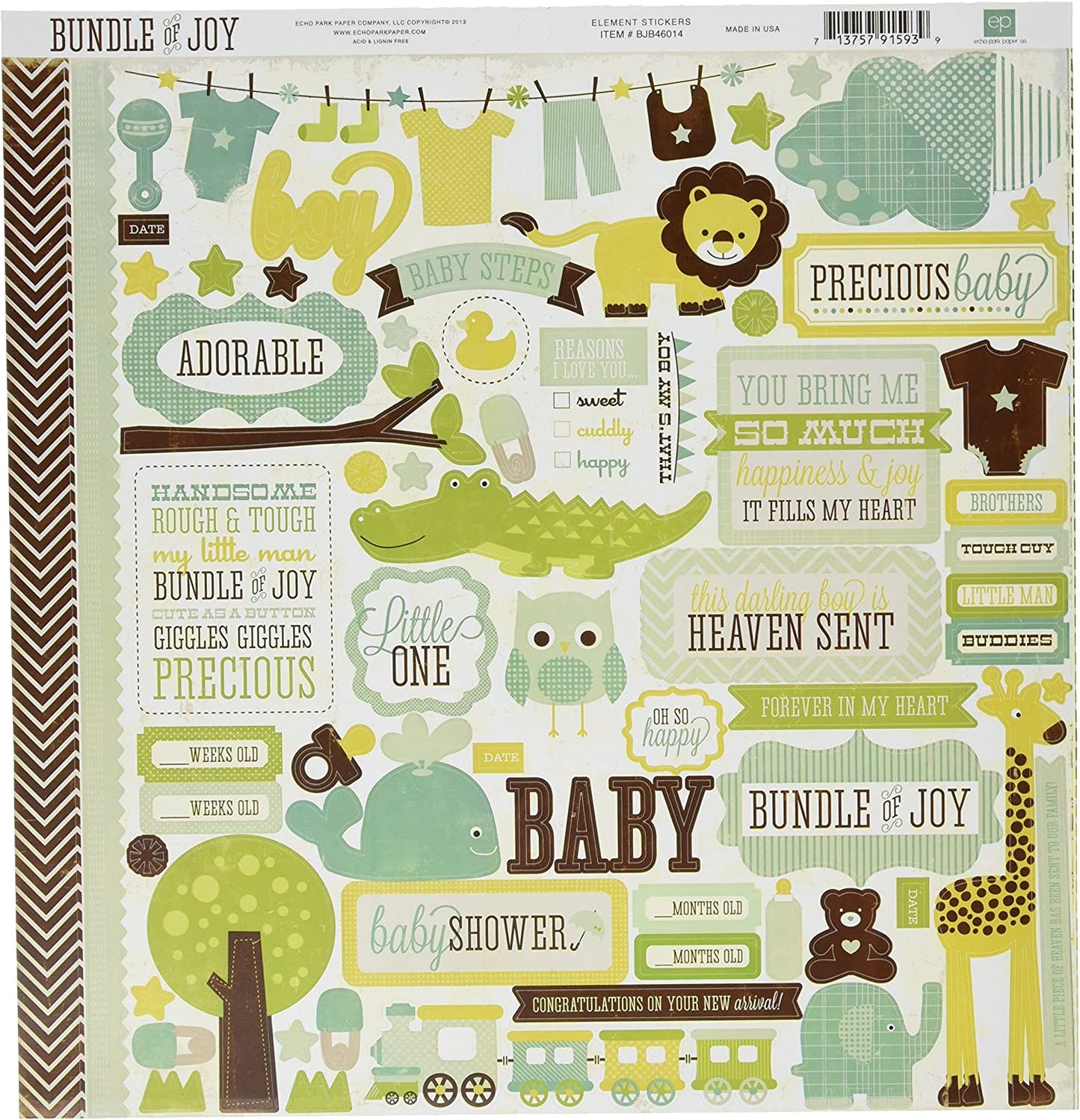 Bundle of Joy Baby boy Element Stickers by Echo Park