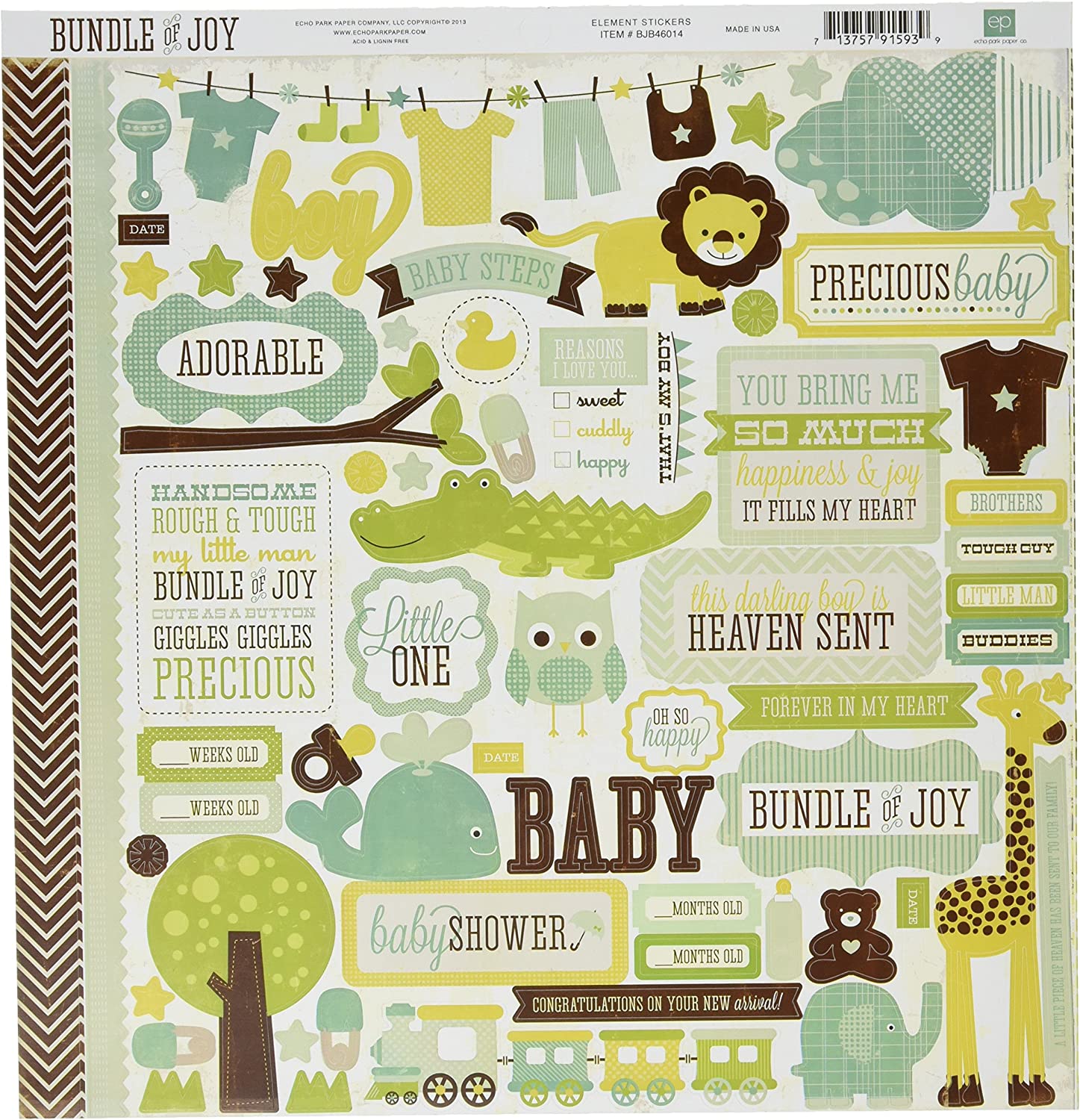 Bundle of Joy Baby boy Element Stickers by Echo Park