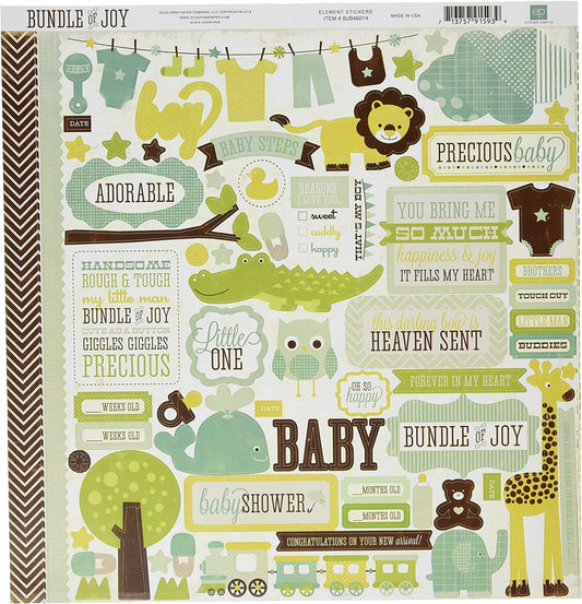 Blue Elephant Baby Boy 12x12 Scrapbook Paper - 4 Sheets – Country Croppers