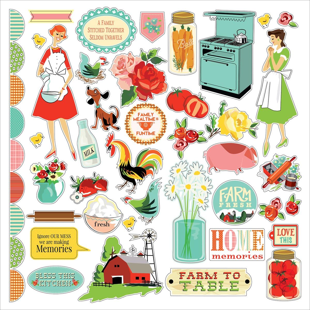 Country Kitchen 12x12 Stickers Set – Country Croppers