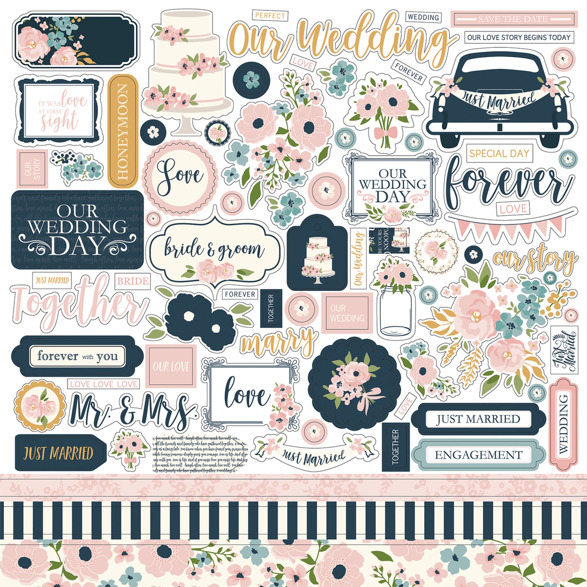Just Married Wedding Element Stickers by Echo Park 12