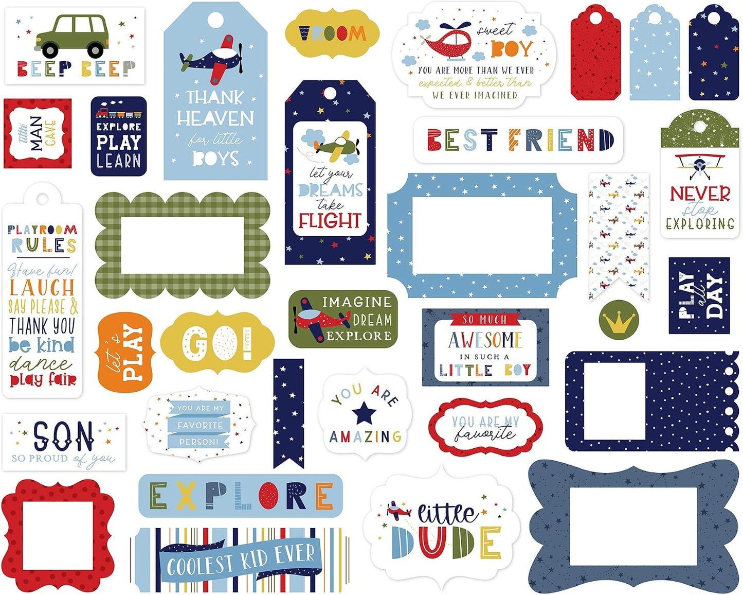 Echo Park Little Dreamer Boy Frames and Tags Die Cuts