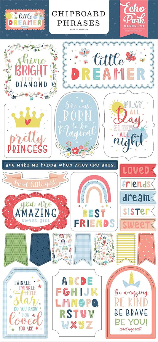 Little Dreamer Girl Chipboard Phrases