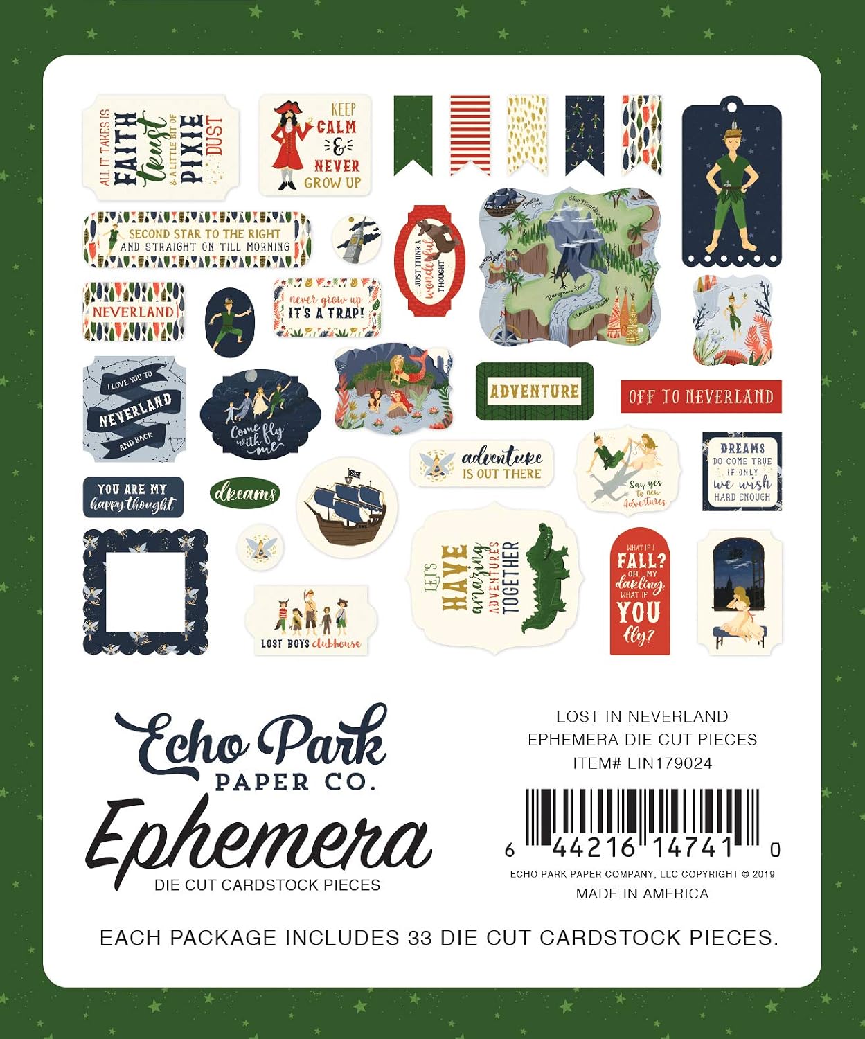 Echo Park Lost in Neverland Ephemera