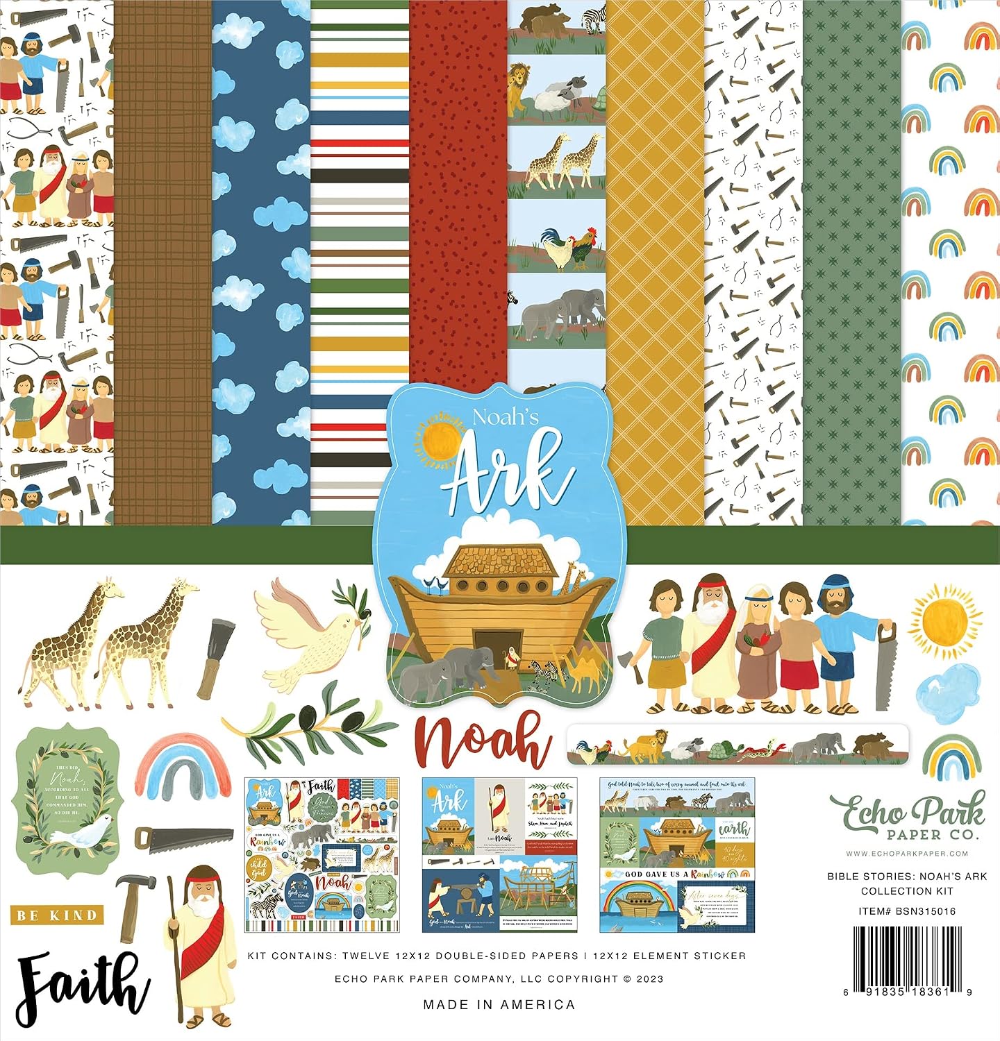 Echo Park Noah's Ark 12x12 Scrapbook Collection Kit