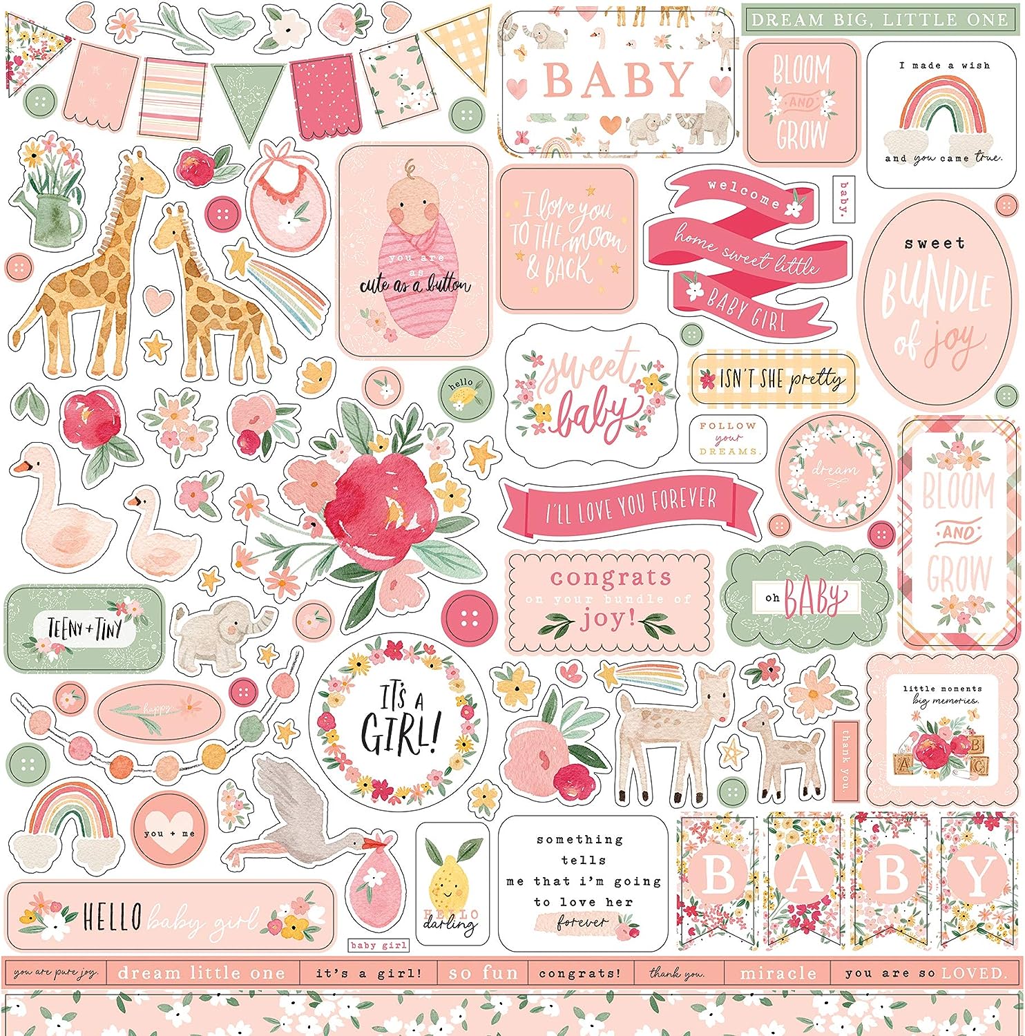 Welcome Baby Girl Stickers by Echo Park