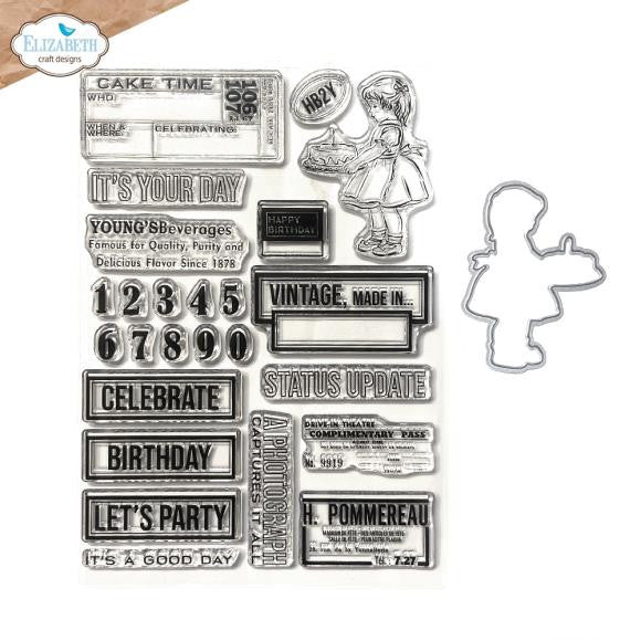 Elizabeth Crafts Celebrations 2 Stamps and Die Set