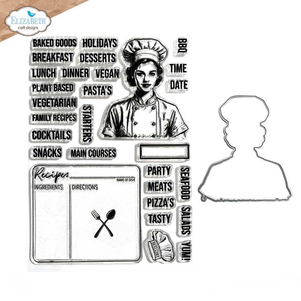 Elizabeth Crafts Planner Essentials Let's Cook Stamp and Die Set