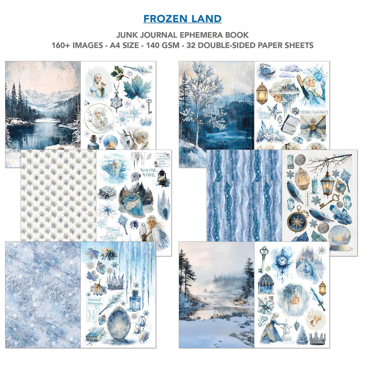 Frozen Land Junk Journal Ephemera Book A4 32/Pkg