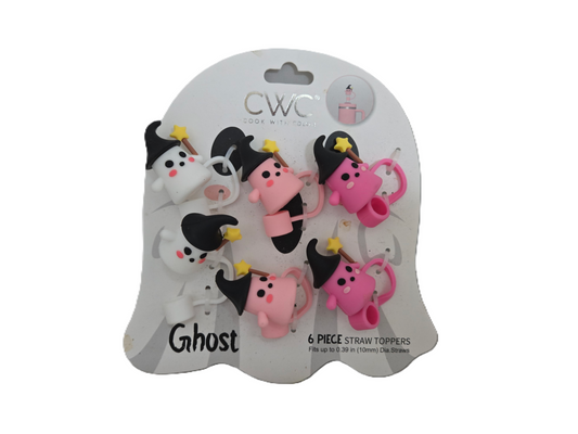 Halloween Ghost Straw Toppers 6 Piece Set