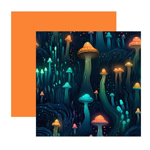 Glowing Mushrooms Style 1 Scrapbook Paper