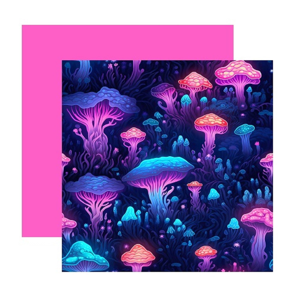 Glowing Mushrooms Scrapbook Paper Style 5