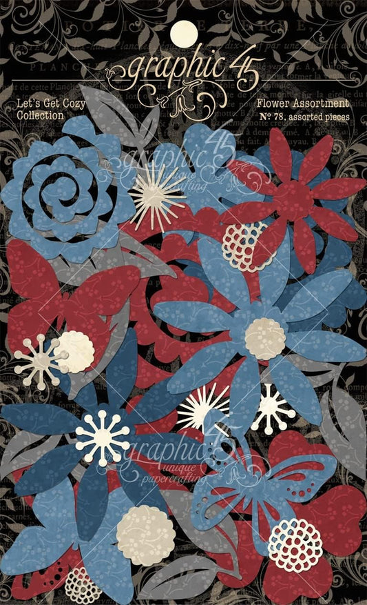 Graphic 45 Lets Get Cozy Die Cut Flowers