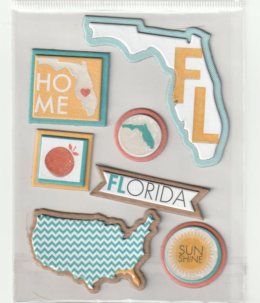Dimensional Florida Scrapbook Stickers