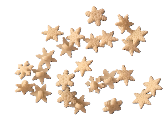 White Tiny Snowflake Winter Shanked Buttons  - 24 Pieces