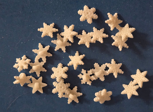 White Tiny Snowflake Winter Shanked Buttons  - 24 Pieces