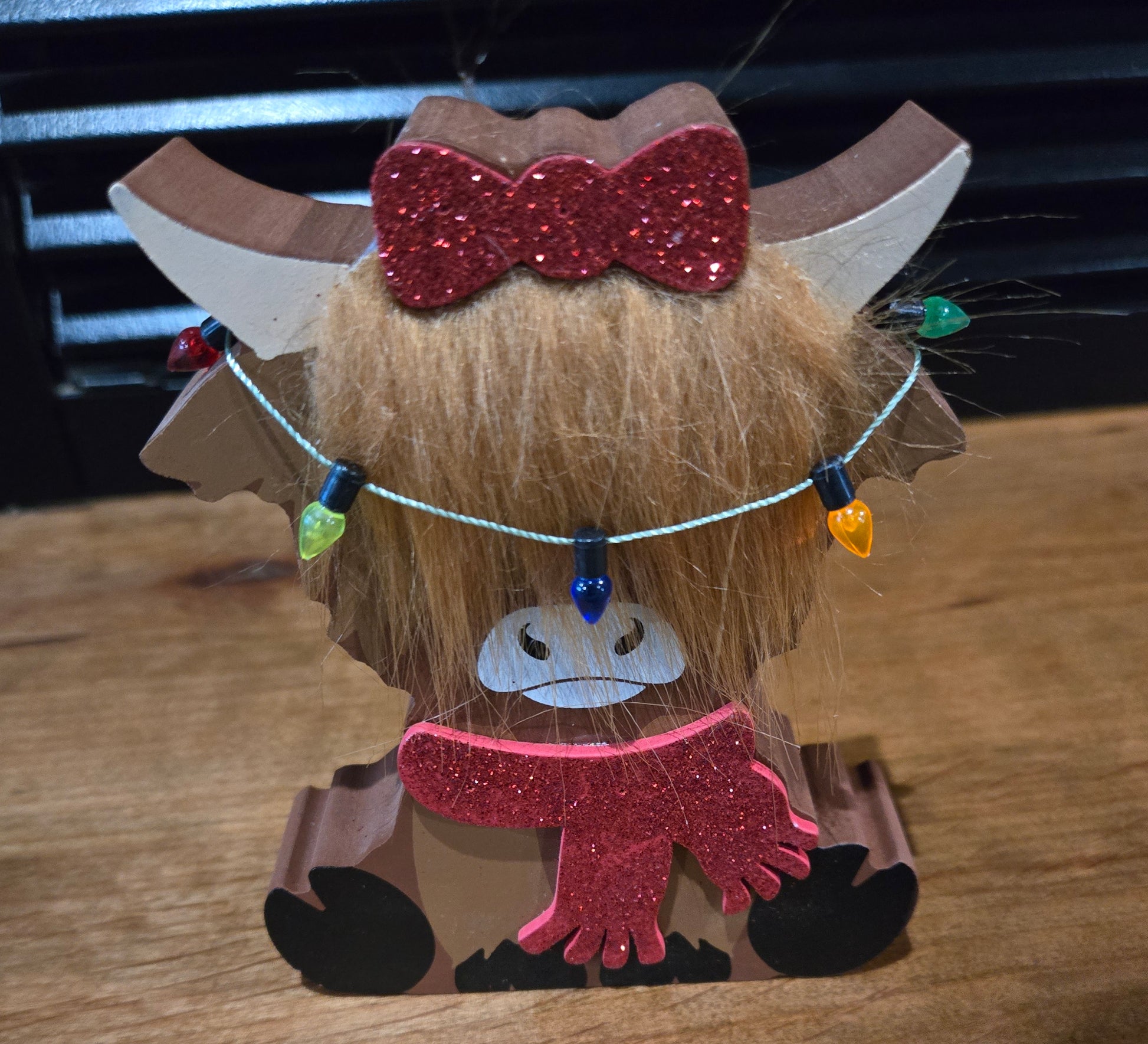 Christmas Highland Cow Wood Block