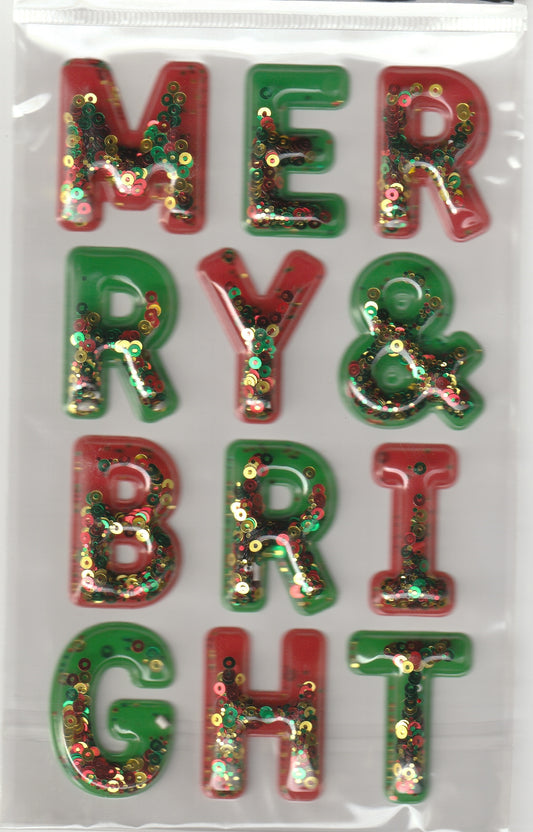 Merry and Bright Christmas Shaker Stickers