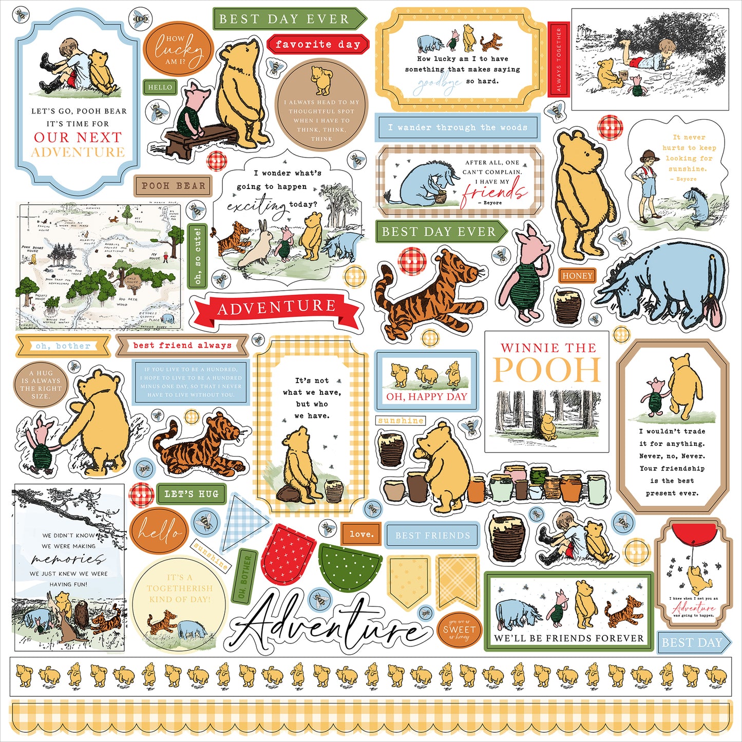 Winnie the Pooh The House at Pooh Corner 12x12 Element Stickers