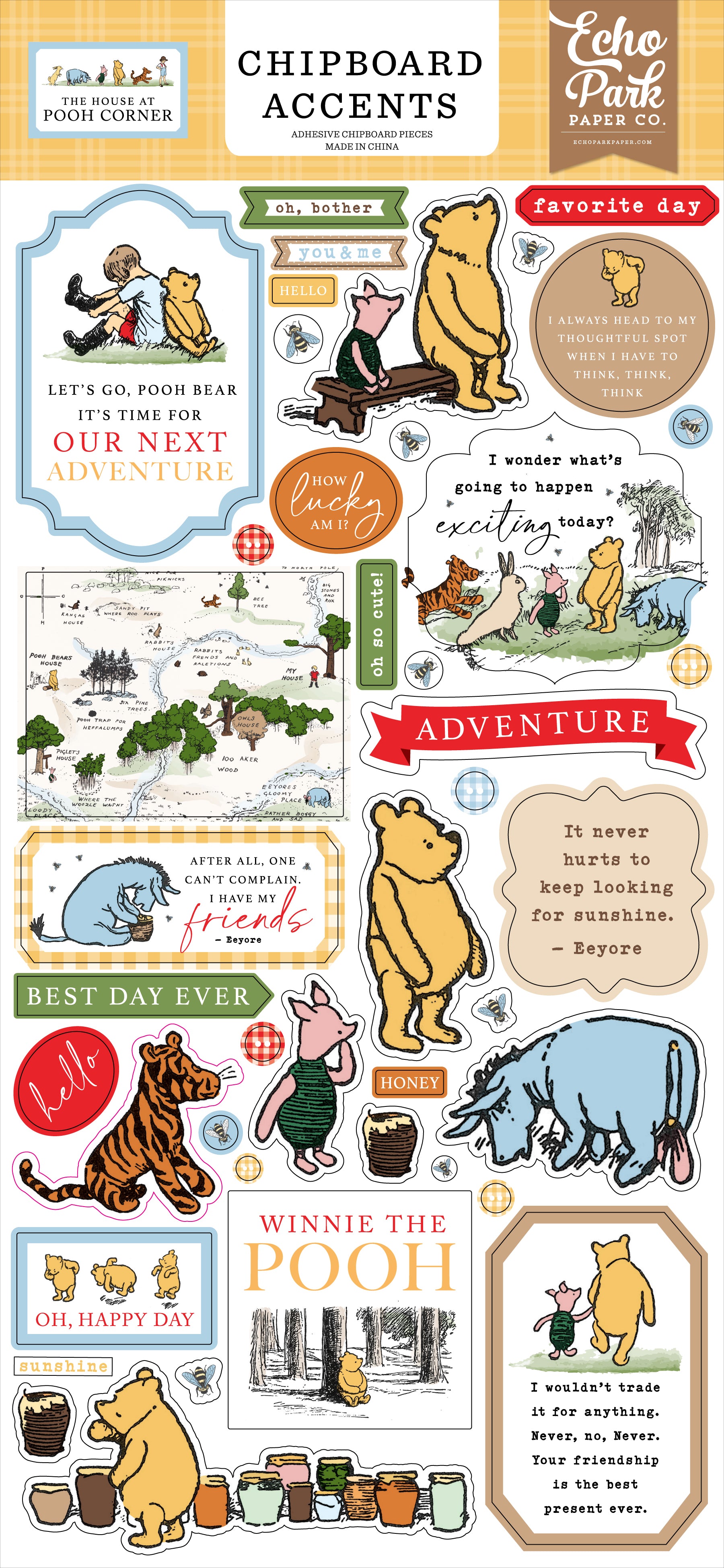 The House at Pooh Corner Chipboard Accent Stickers