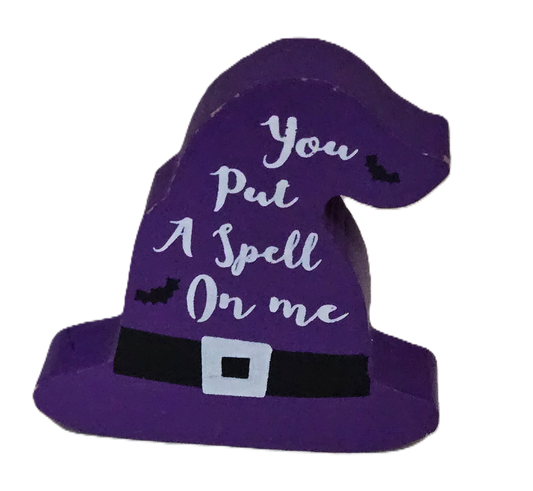 Halloween Witch Hat Wood Block Decor