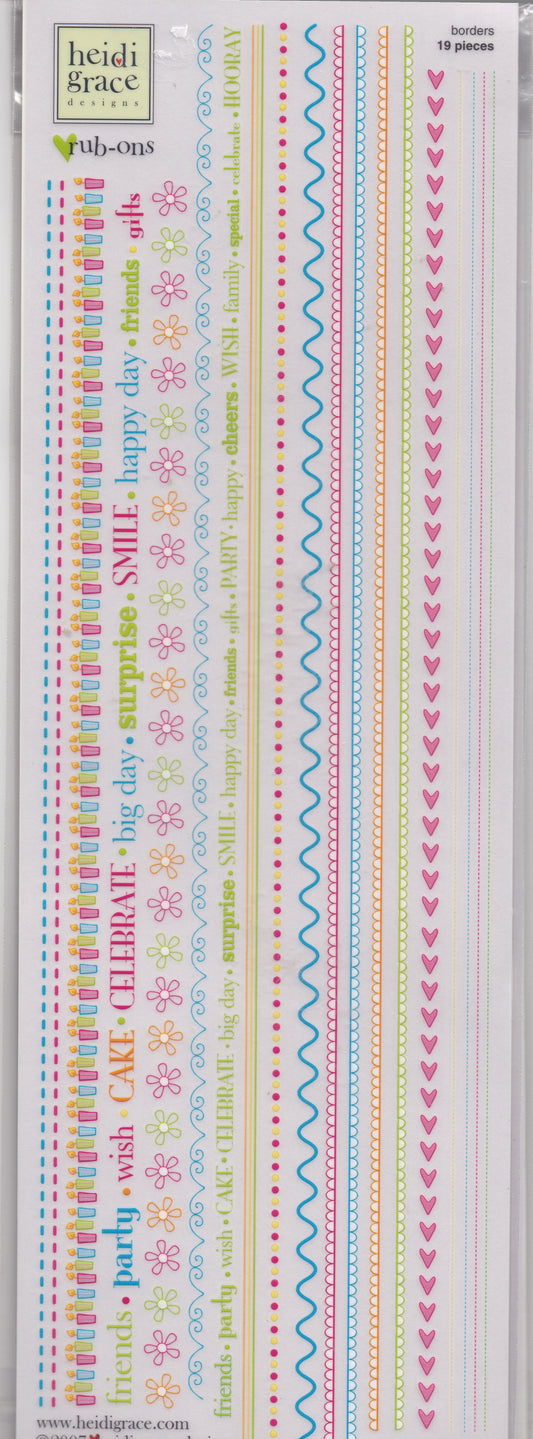 Heidi Grace Its My Party Border RubOns