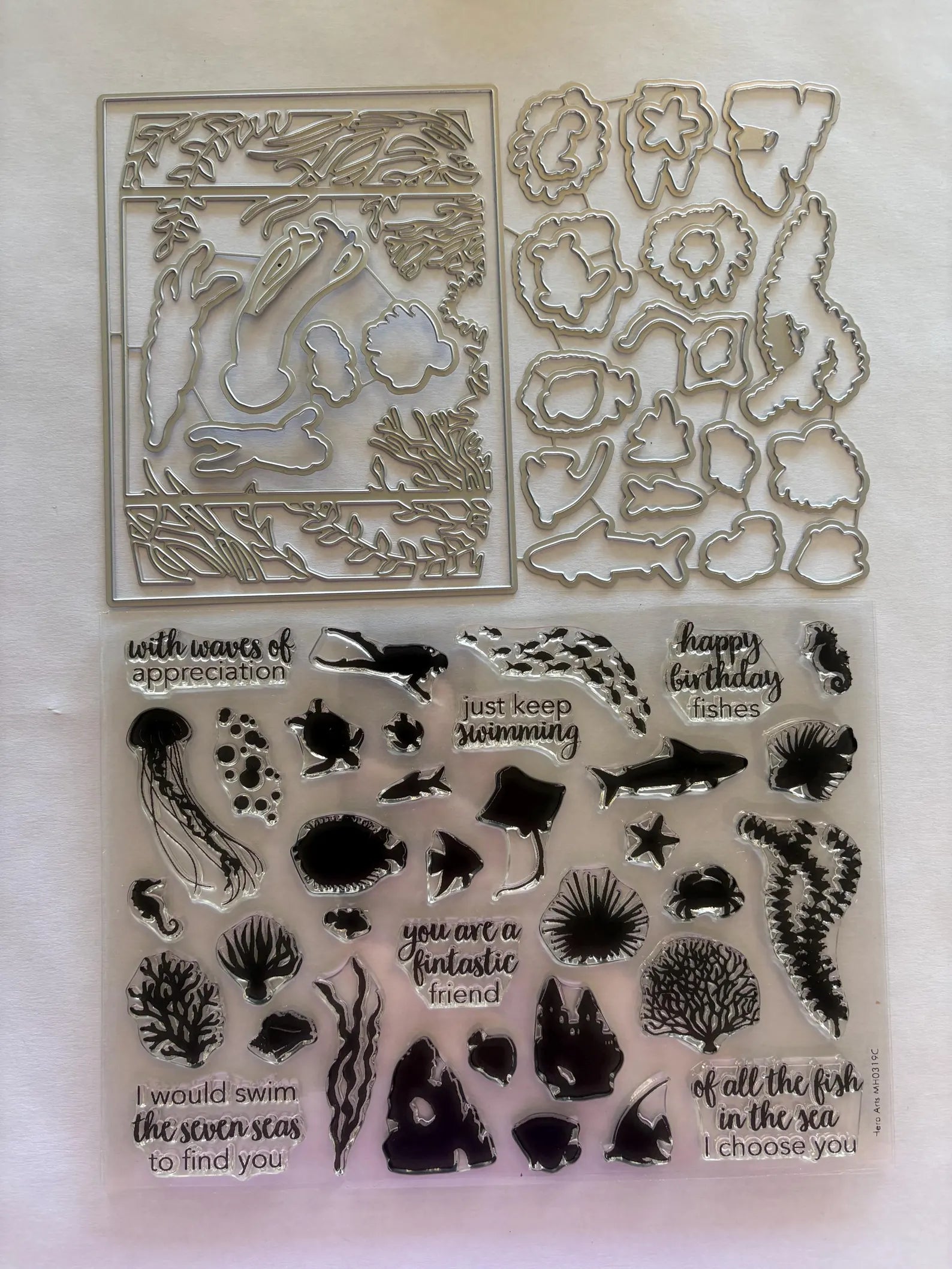 Hero Arts Aquatic Sea Life Stamps and Dies Club Set March 2019