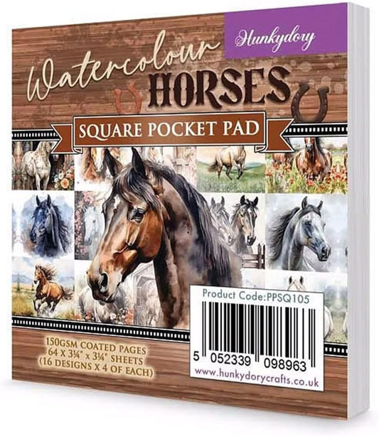 Hunkydory Watercolor Horses Square Pocket Pad