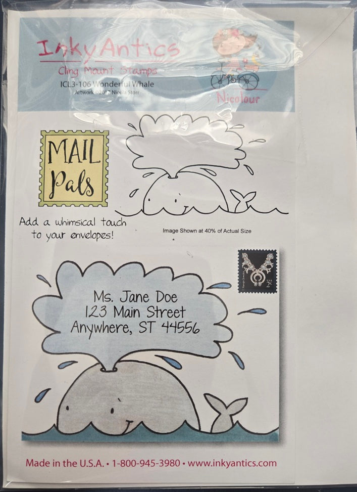 Inky Antics Wonderful Whale Rubber Stamp