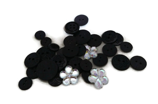 Color Me Black Buttons with Gems